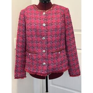 G By Juliana Black Label Tweed Fuscia Jacket, XL